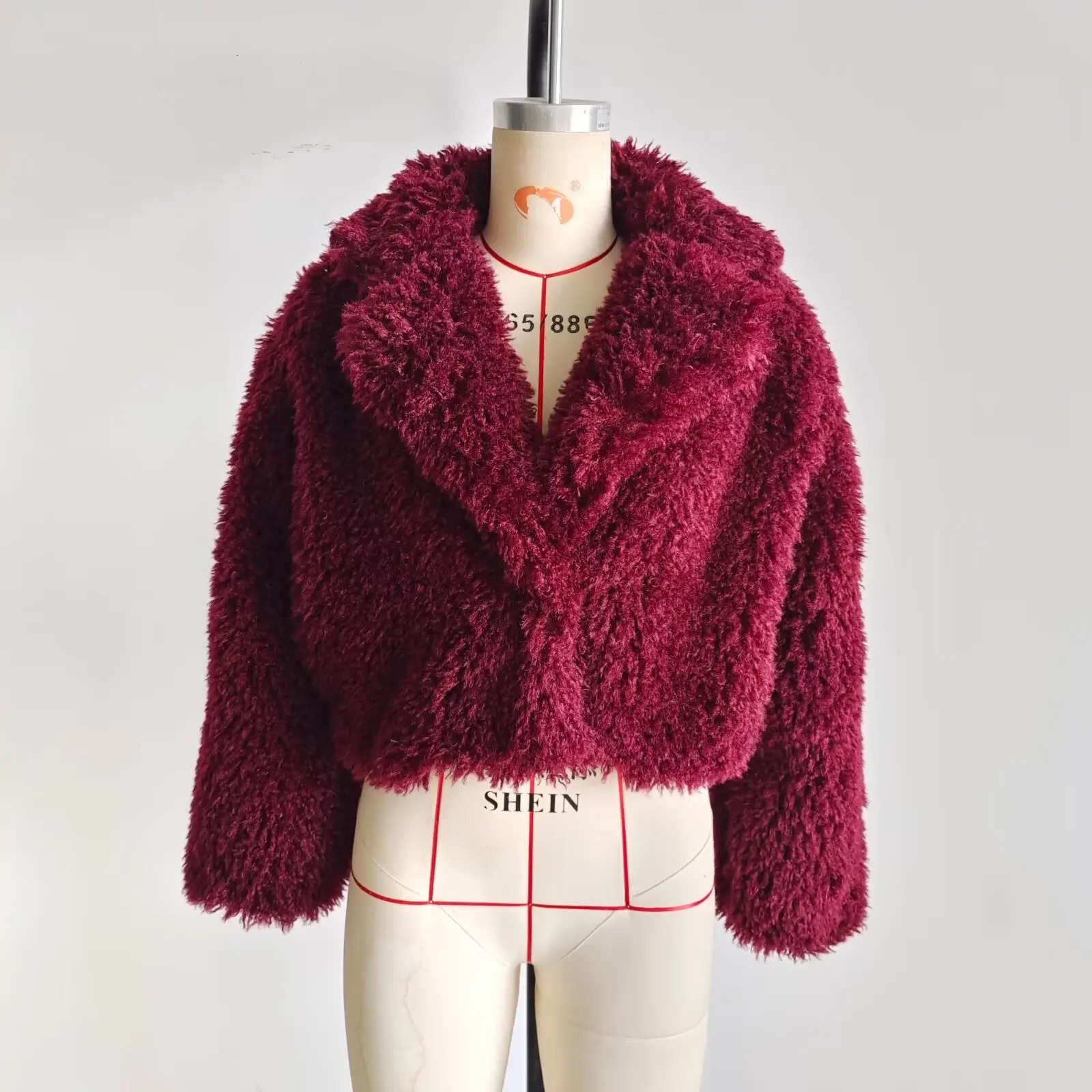 European and American style Angora red fur coat womens winter warm 241112