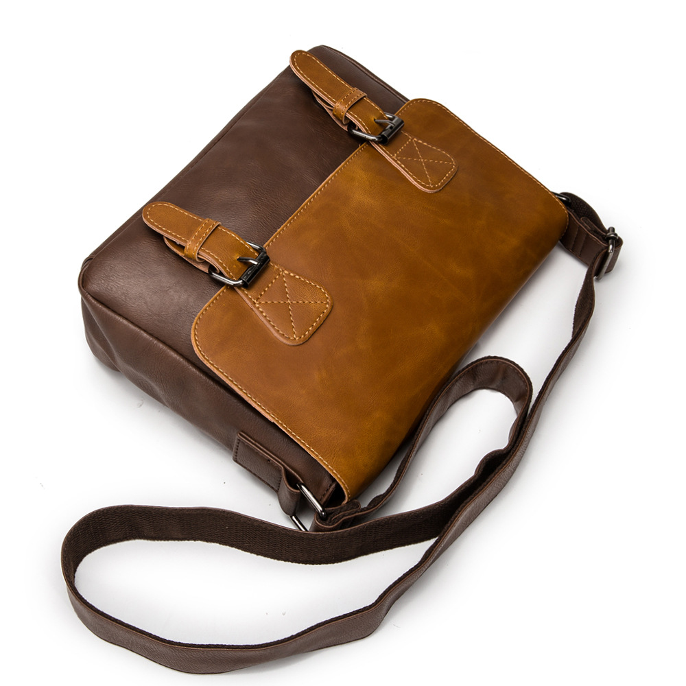 Fashion Men’s Crossbody Bag PU Leather Shoulder Handbag Vintage Male Messenger Bags High Quality Flap Purse Bags for Women
