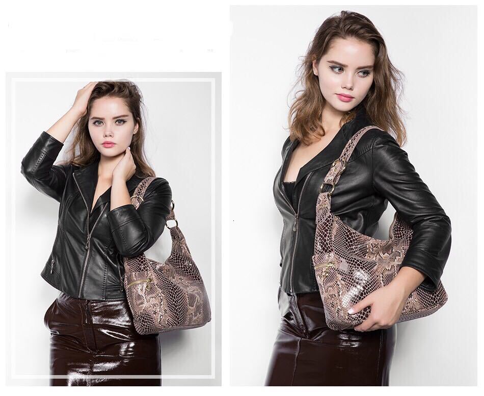 100% Real Lady Snake Bags Shiny Serpentine Emed Genuine Leather Handbags For Women Genuine Leather Serpentine BagVoyage