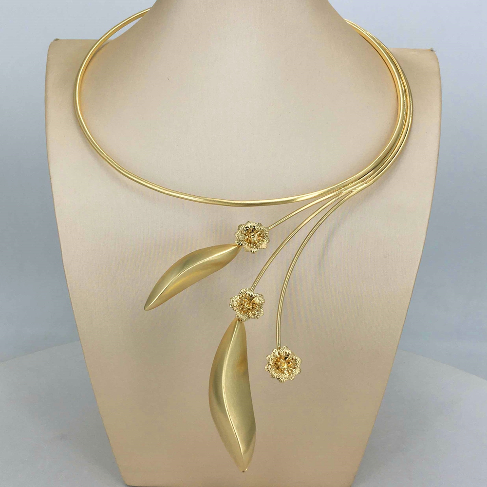 Brazilian Simple Style Flower Necklace Fine Quality African Bride Jewelry Set For Women Party Gifts FHK15745 01628