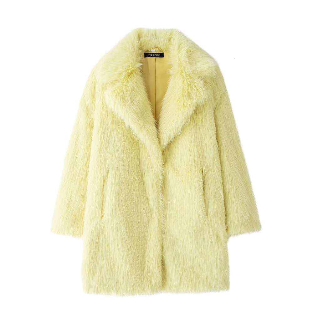 shanshi fur coat women Women's clothing autumn and winter new item lapel faux fur effect warm coat jacket