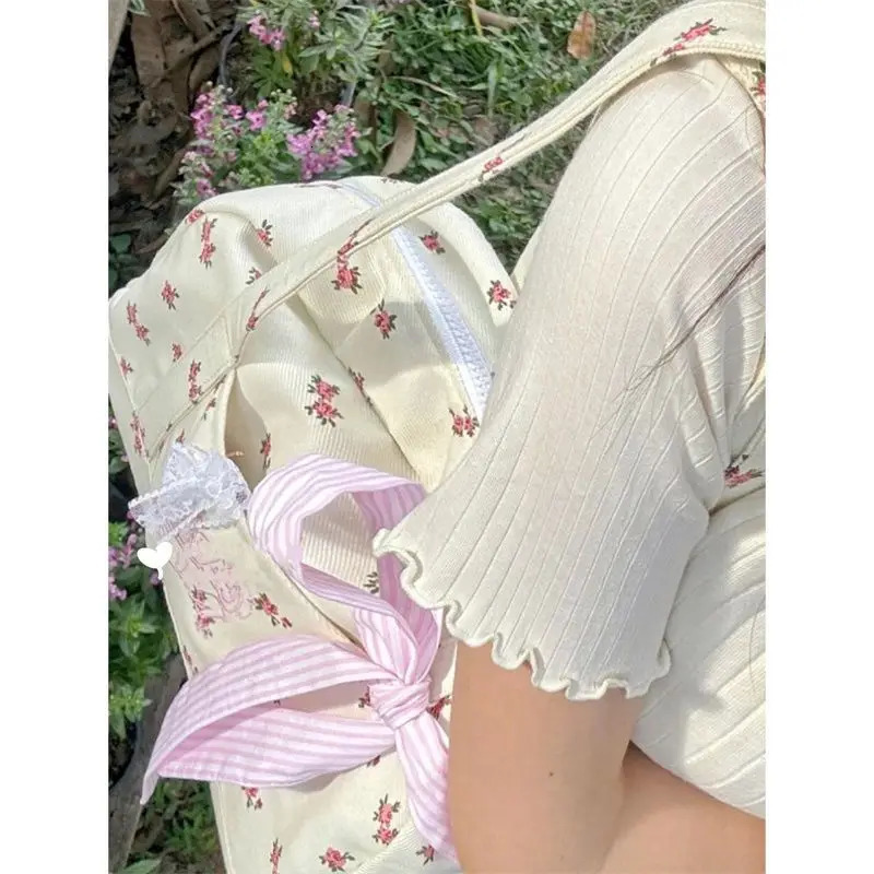 Miyagawa Fashion Floral Spring Niche Large Capacity Casual Shoulder Bag Japanese Sweet Shoulder Bag 241111