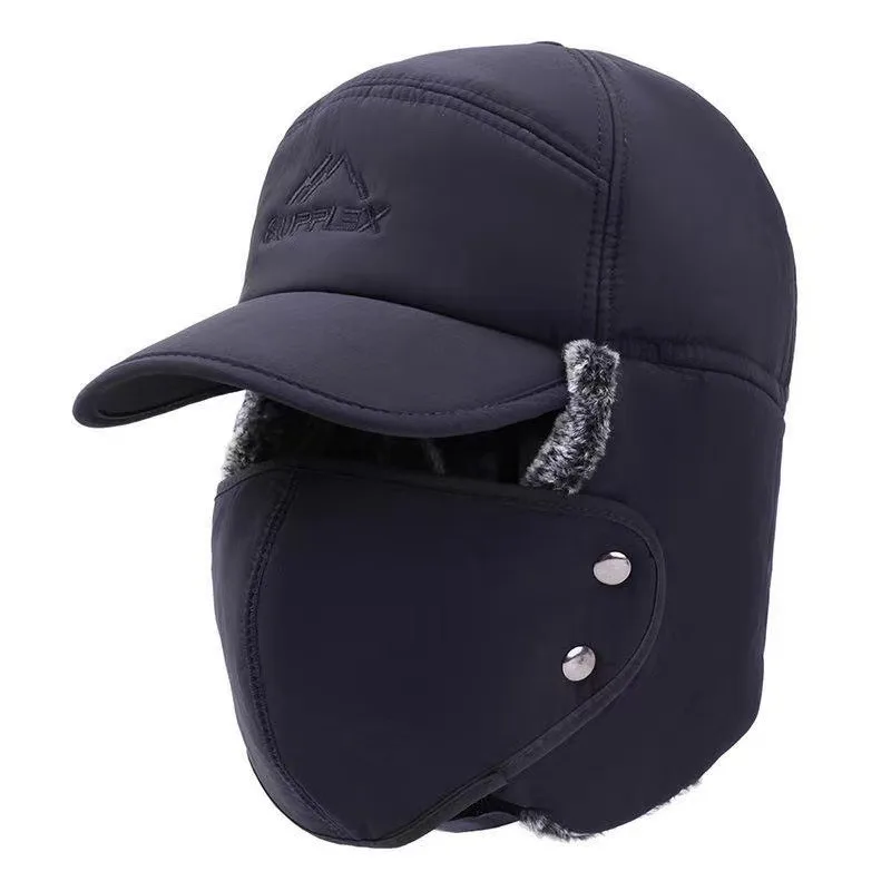 Men Winter Thermal Warm Faux Fur Bomber Hats Women Ear Flap Face Mouth Cover Windproof Cycling Ski Cap Thicken Sport Caps