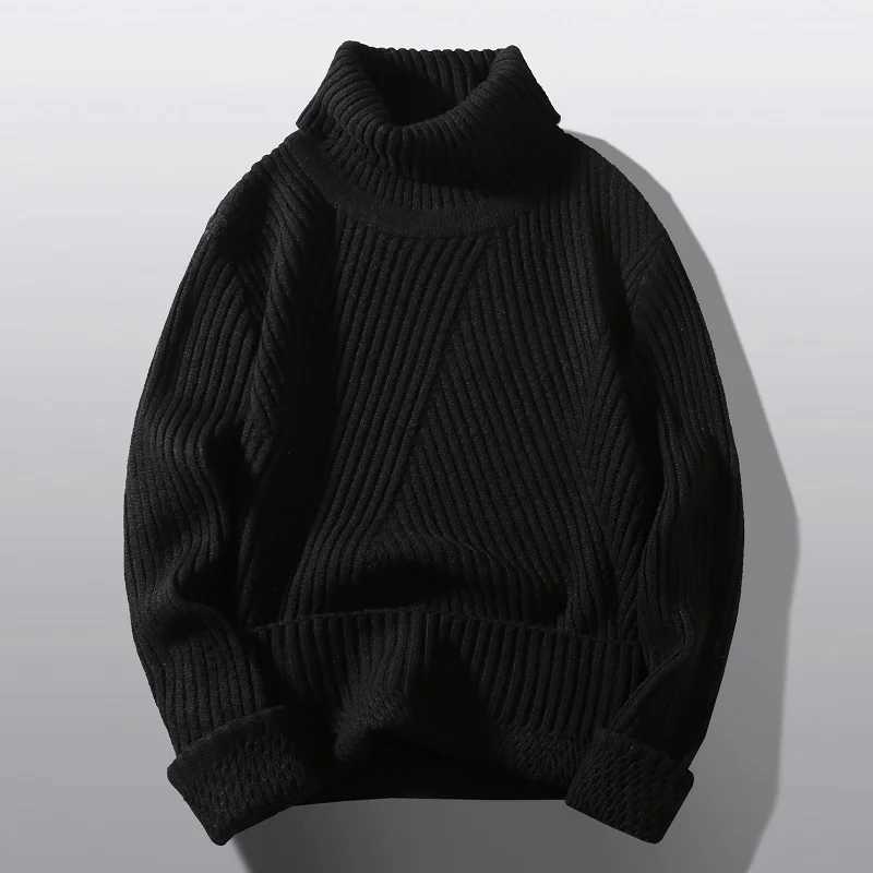 Mens classic turtle neck sweater solid color winter long sleeved sweatshirt ultra-thin fit youth knit basic casual drawstring W2411111