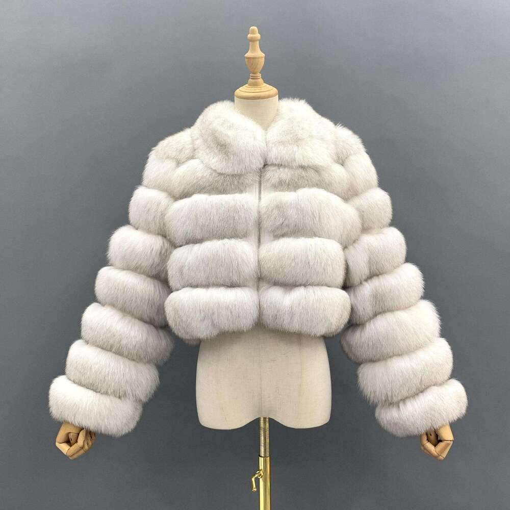 shanshi fur coat women Winter Minimalist Splicing Style Big Collar Fox Fur Coat