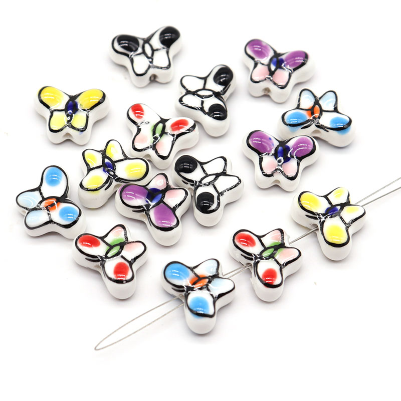 Colorful Sunflower Smile Face Ceramic Beads For Jewelry Making Necklace Bracelet 10X4mm Color Sunflower Porcelain Bead Wholesale