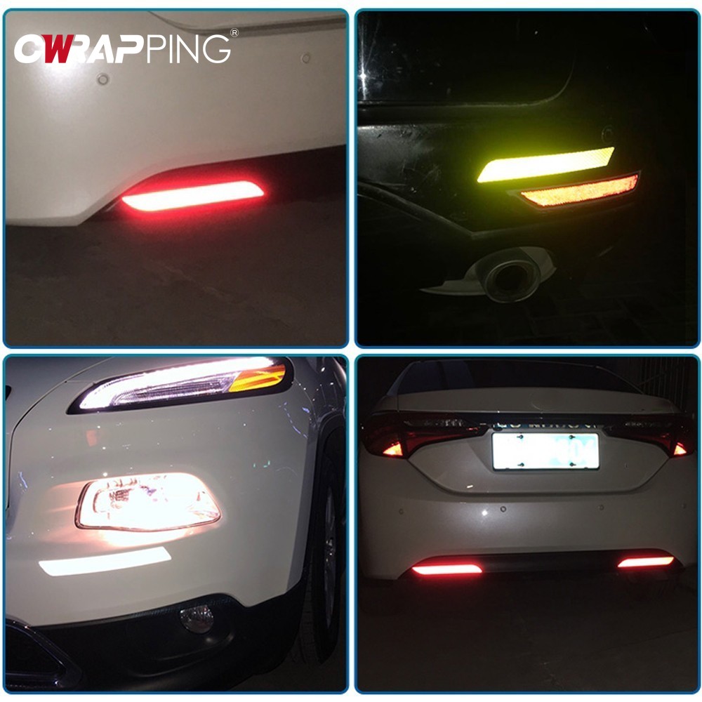 2PCS Bumper Night Visibility Reflective Warning Strip Tape Secure Accessory Reflector Stickers Decals Car Styling
