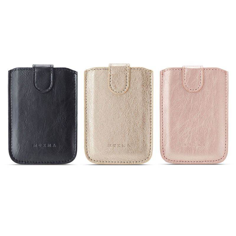 Fashion New Men Women PU Leather Wallet Card Holder Bag Adhesive Holder Case Pouch Sticker for Cell Phone 5 Card Pockets