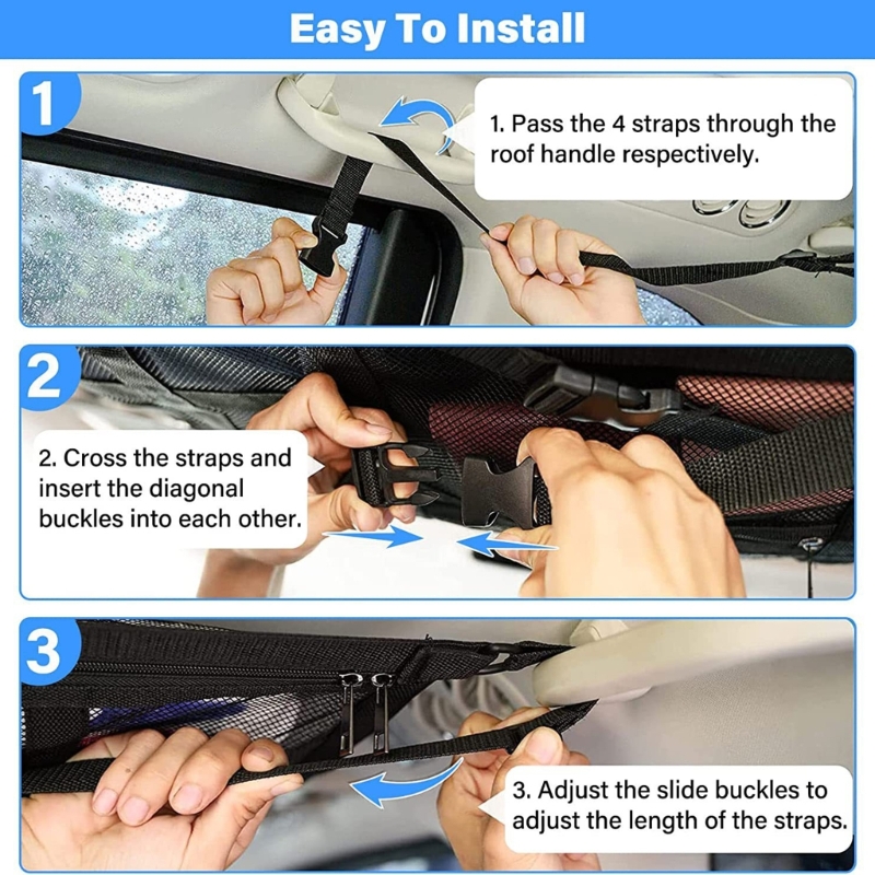 Car Roof Lage Storage Net Cargo Net Organizer Universal Mesh Bag SUV Sedan Car Ceiling Net Pocket Interior Accessory 289ba