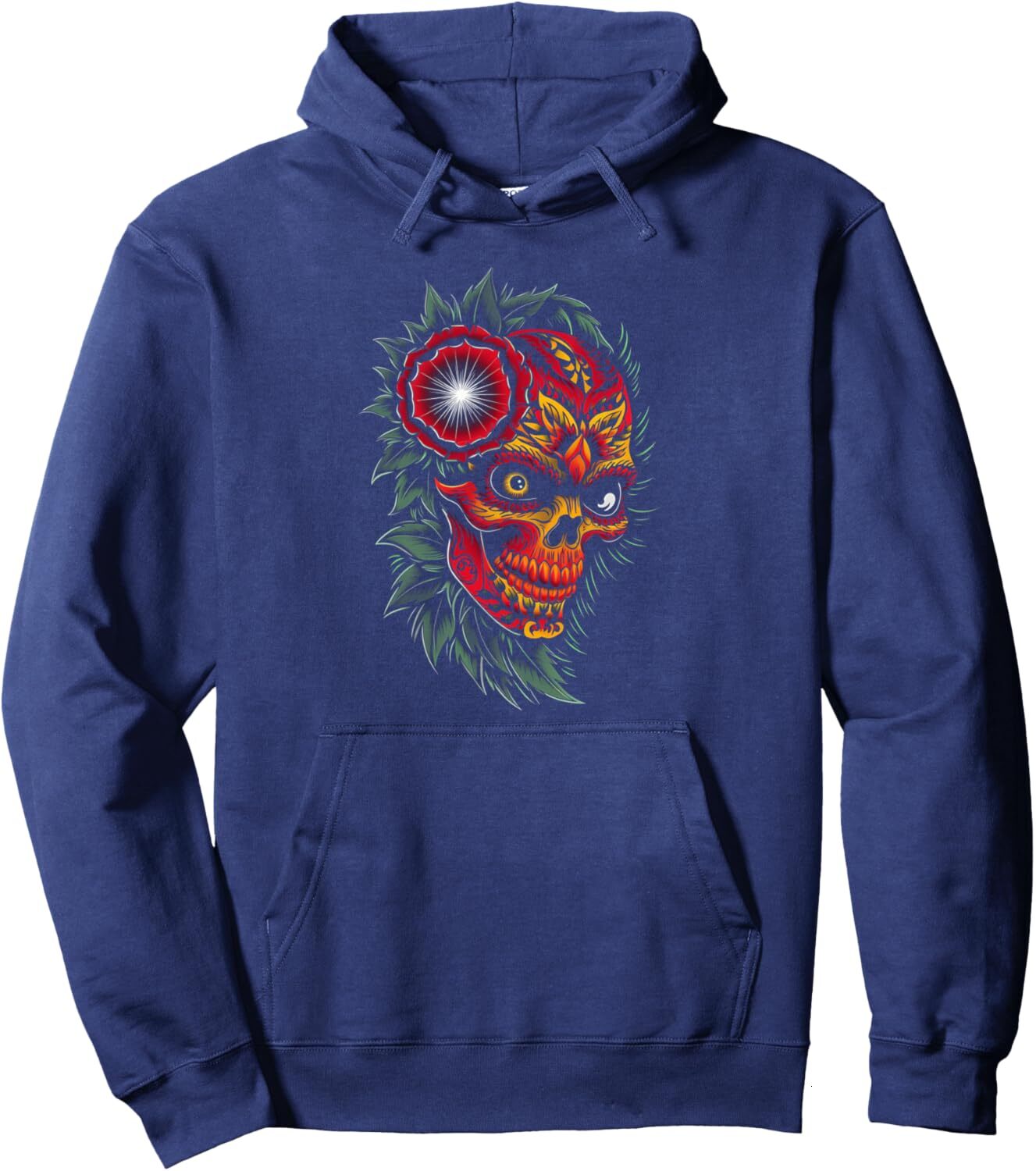 Hoodie for Mens Womens Day Dead Sugar Skull Art With Leaves Illustration Graphic Pullover Hoodie Graphic Hoodies sweatshirt