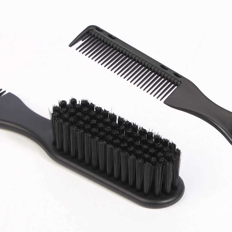 Double sided comb brush black mustache styling brush professional shaving brush barber vintage carving cleaning brush W241112