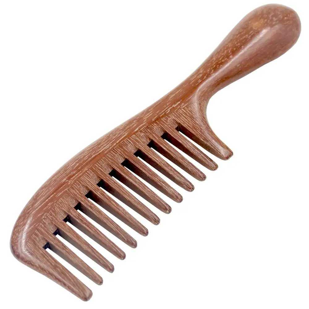 Green Sandalwood Wide Toothed Comb - Anti static Comb Red Sandalwood Wide Toothed and Fine Toothed Comb W241112