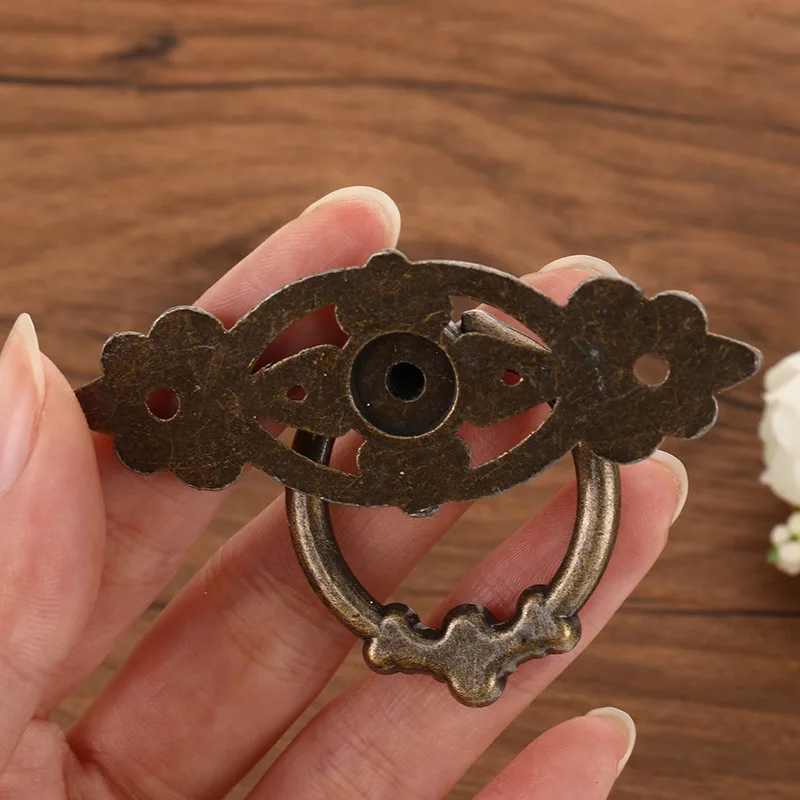 Retro Zinc Alloy Kitchen Drawer Cabinet Door Handle Furniture Knobs Hardware Cupboard Antique Pull Handles Bronze Tone + Screw