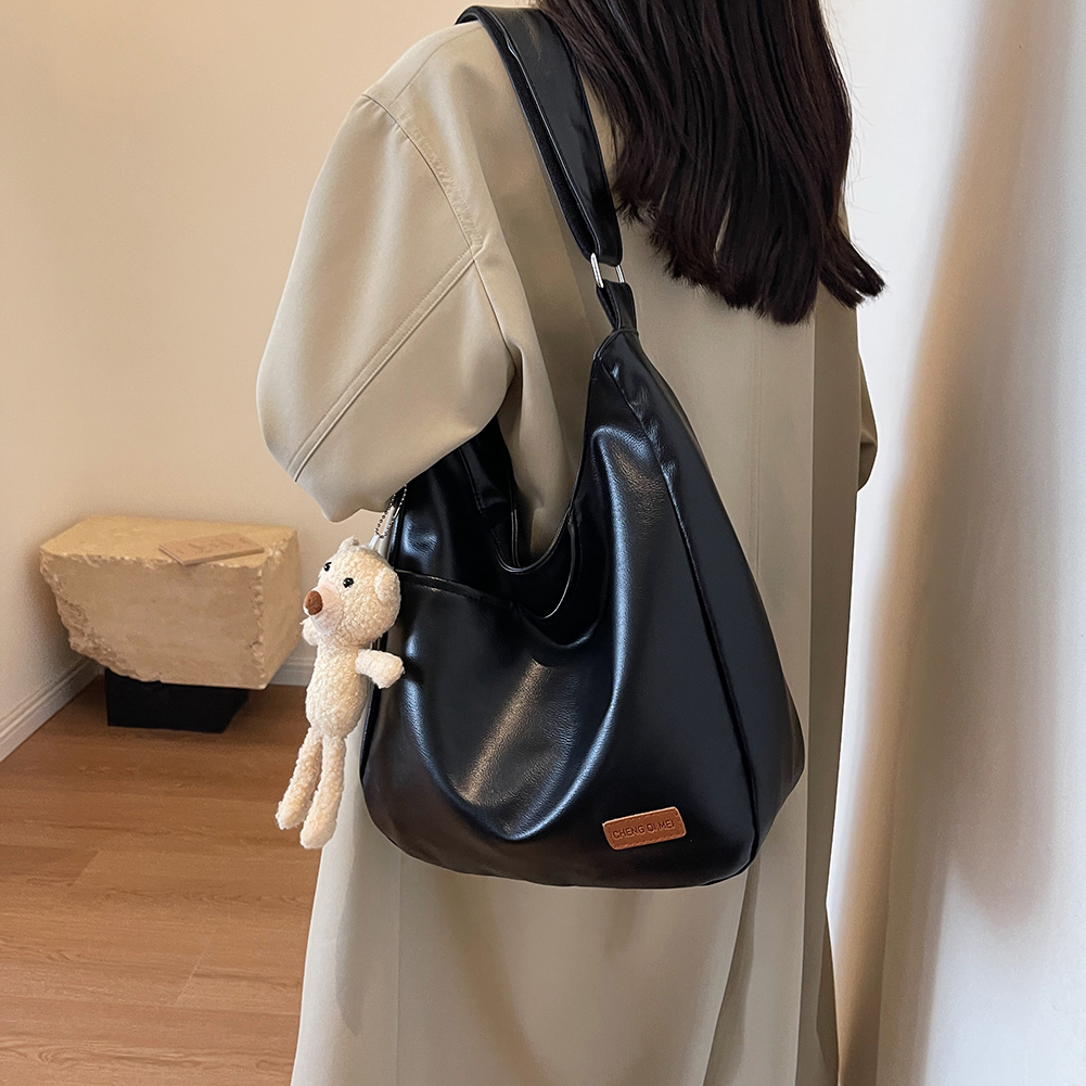 Women Leather Shoulder Bag Adjustable Strap Retro Tote Handbag Trendy Crossbody Sling Bag PU Bucket Tote Bag Daily Dating Bag