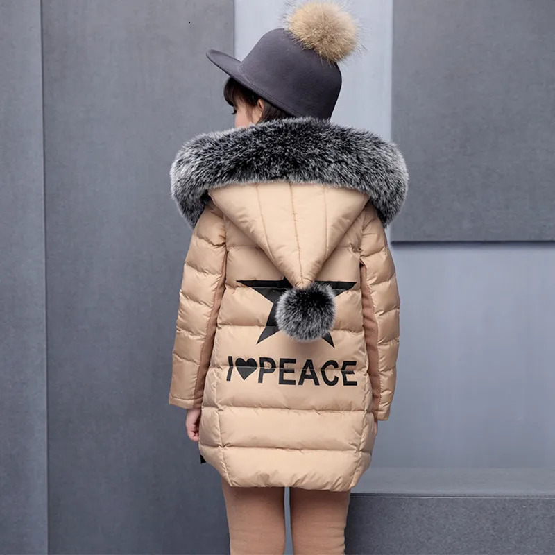 Girl Clothing Sets For Russia Winter Hooded Vest Jacket Warm Top Cotton Pants 3 Pieces Clothes Coat With Fur Hood 241112
