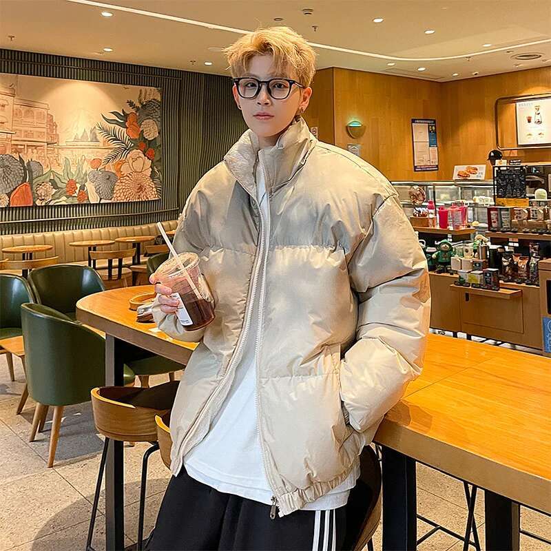 Winter Wool ed Puffer Jacket Men Women Korean Thick Warm Fleece Coat Haruku Streetwear Hip Hop Male Casual Parka Jackets