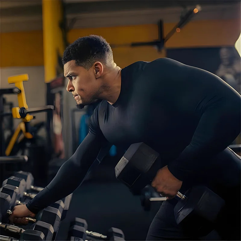 Autumn Running T-shirts Mens Quick Dry O-neck Long Sleeve Compression Shirt PRO Tight Sportswear Gym Clothing Fitness T Shirts 241112