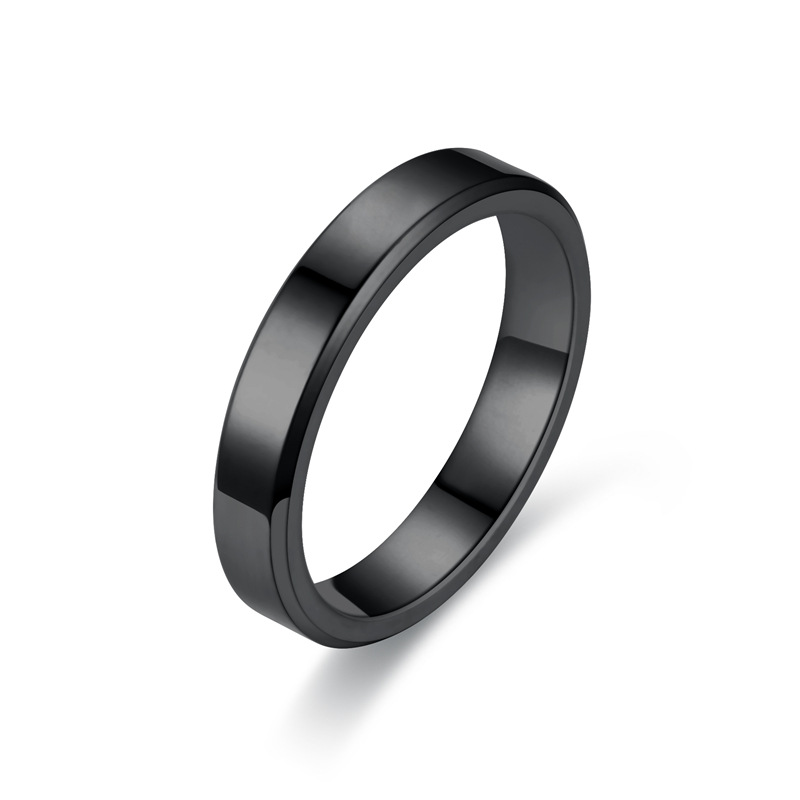 Stylish Simple Design Stainless Steel Band Ring for Women Men Gold Silver Black lover couple wedding ring 4MM Beveled Glossy Titanium Steel Rings Jewe