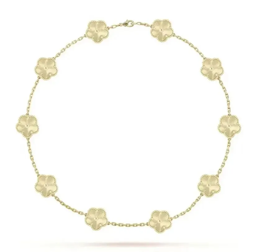 10 flowers clover necklace Designer necklace luxury Classic Clover Charm Necklaces cleef 18K Gold Agate