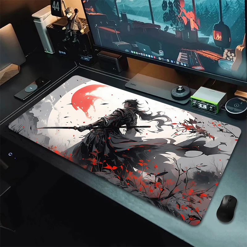 Mouse Pad Computer Gamer Samurai Gaming Accessories Pc Cabinet Mousepad Keyboard Office Mats Desk Xxl Large Mause Carpet 900x400