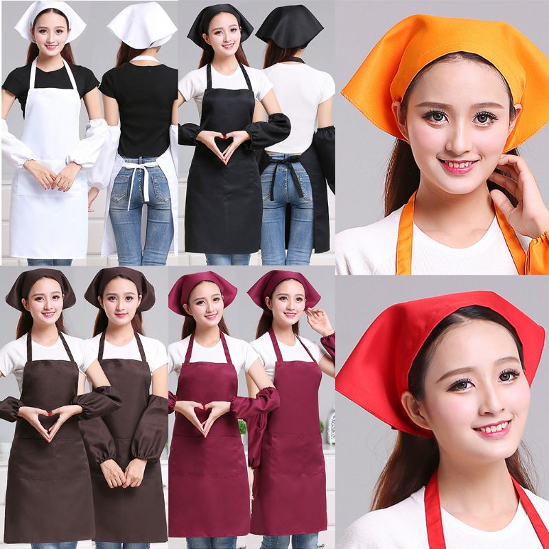 Japanese Style Womens Mens for Triangle Headscarf Towel Chef Hat Kitchen Restaurant Work Bakery Cafe Shop Solid Turban Cap