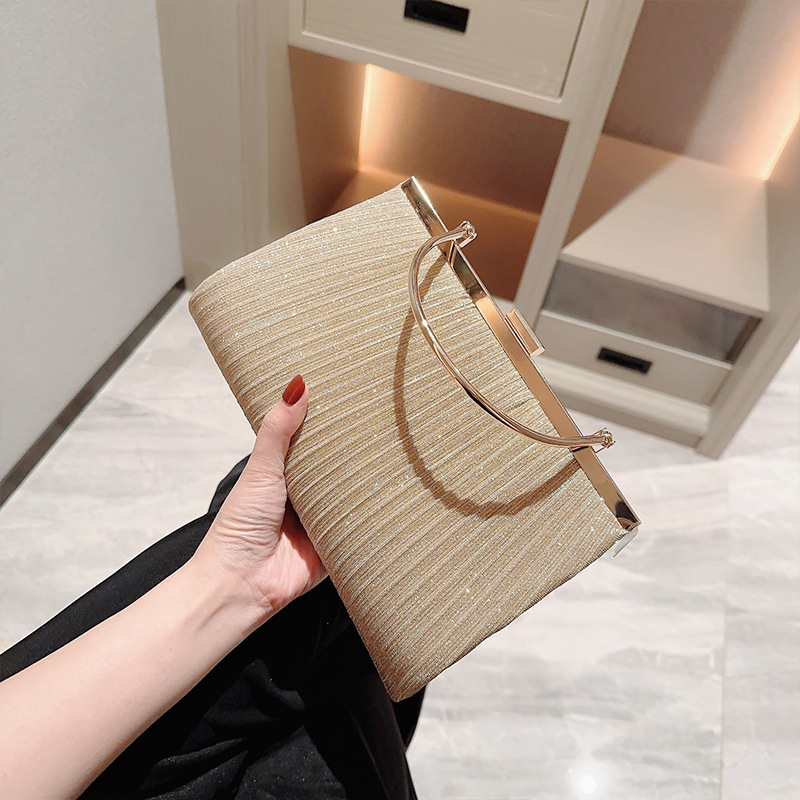 2023 Fashion Women Evening Bag Elegant Glitter Pleated Ladies Clutch Party Wedding Shoulder Crossbody Bags Banquet Handbag