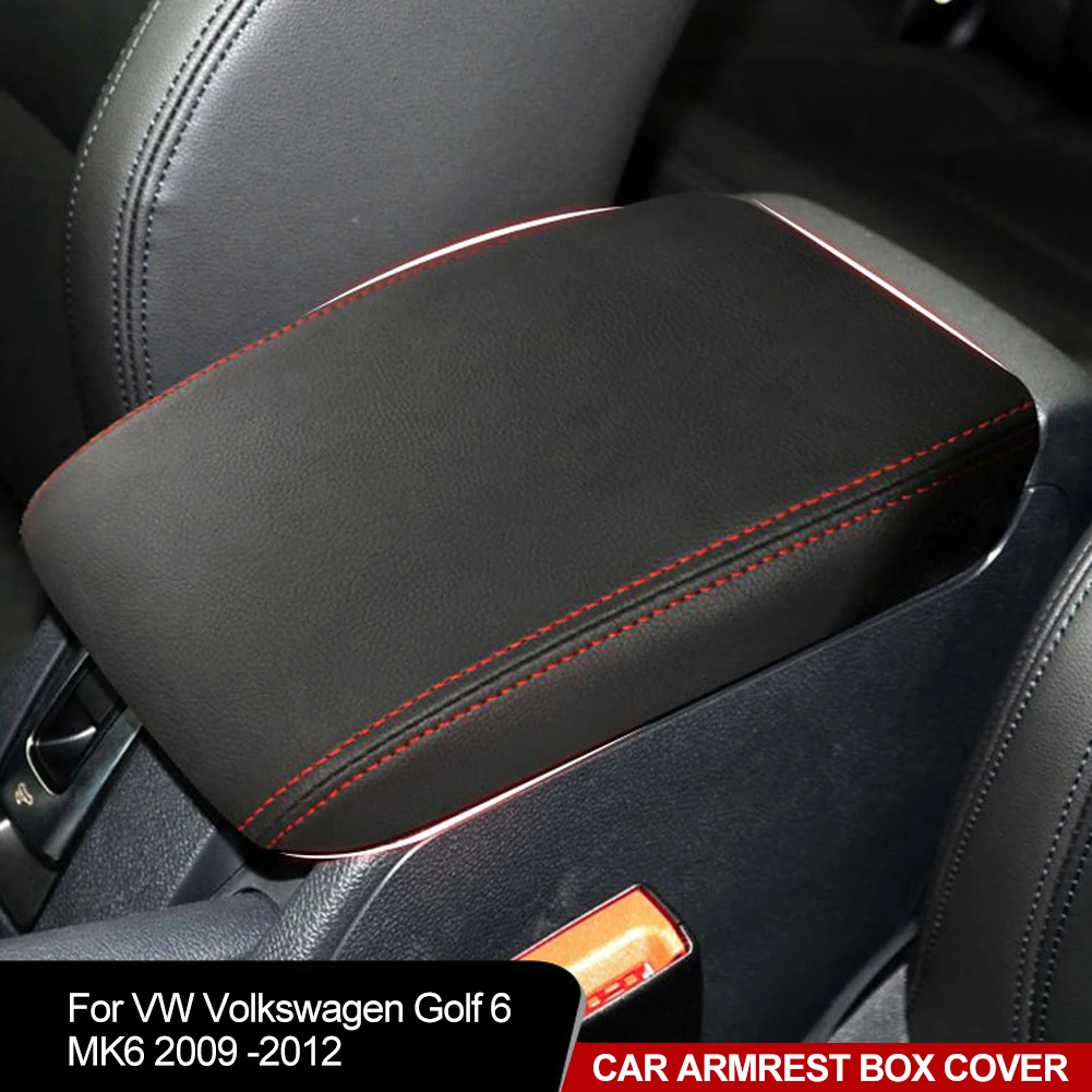 Car Box Center Console Lid Armrest Interior Accessories PU Leather Cover For VW Golf 6 2009 -2012