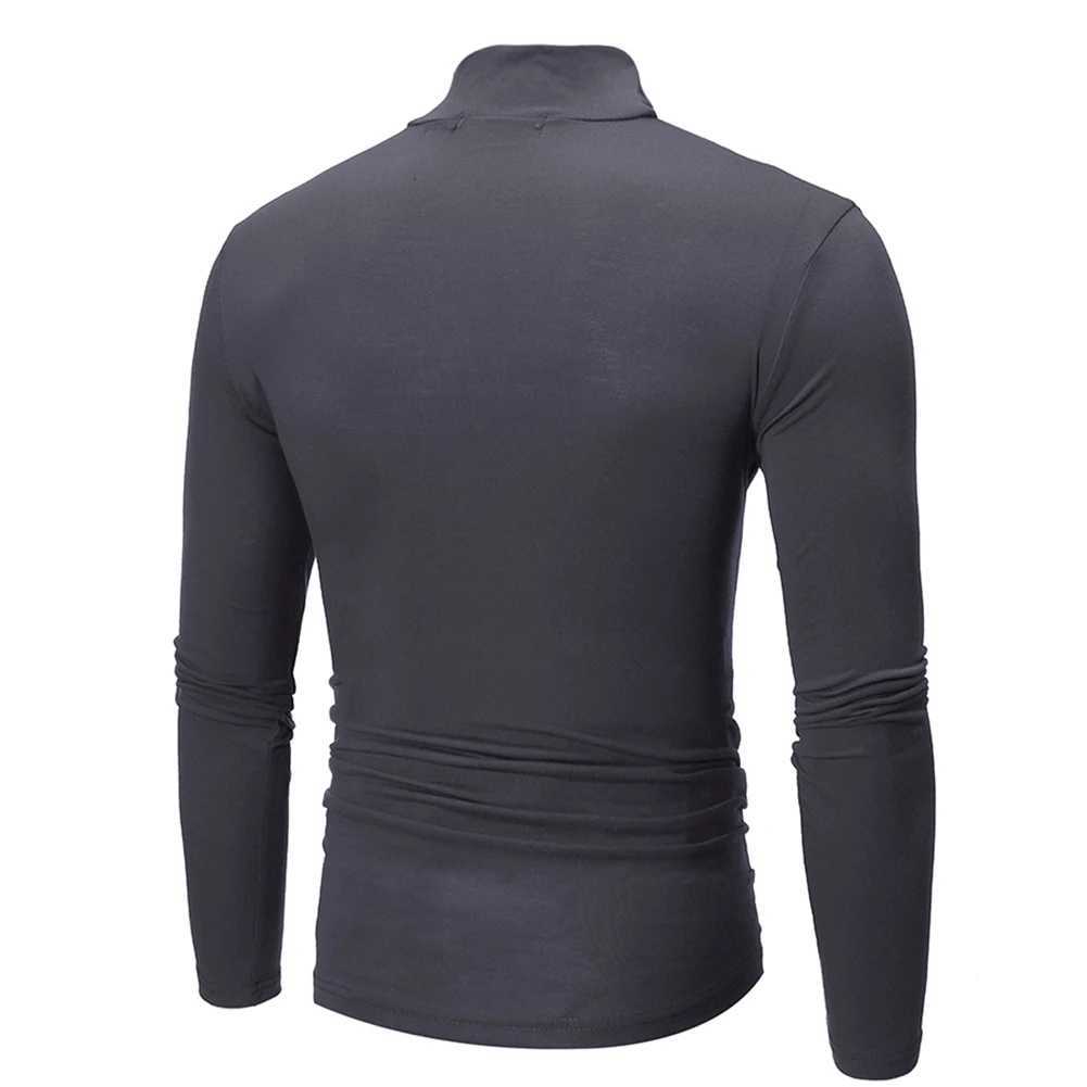 Mens solid color turtle neck long sleeved top high neck casual warm mens Camistaro Pahombre T-shirt W2411111