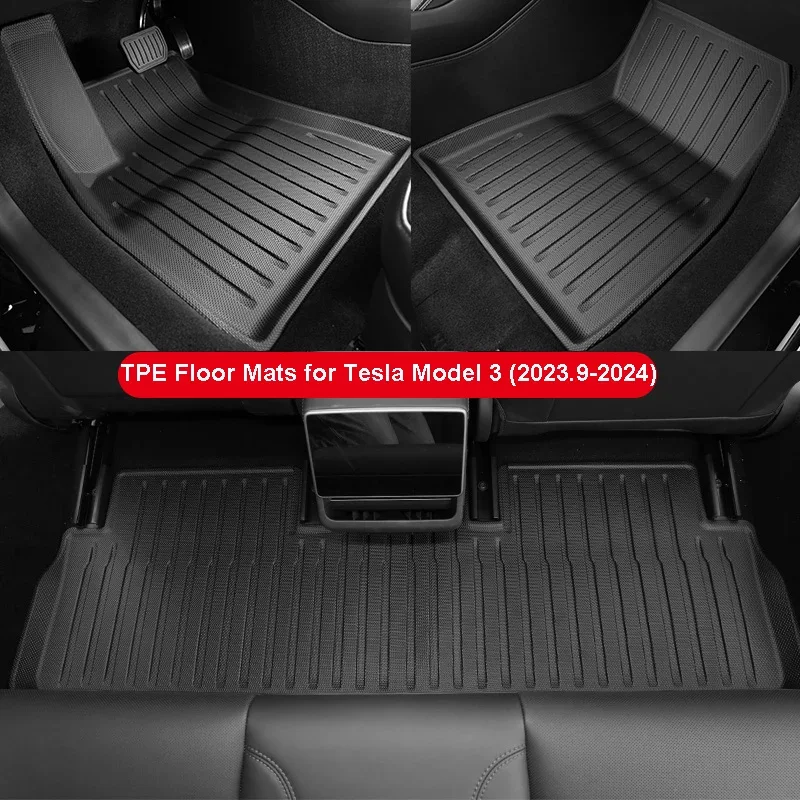 Floor & Trunk For Tesla Model 3 2024 Full TPE 3D Anti-Slip All-Weather Front Rear Lage Mats Car Foot Pads Accessories