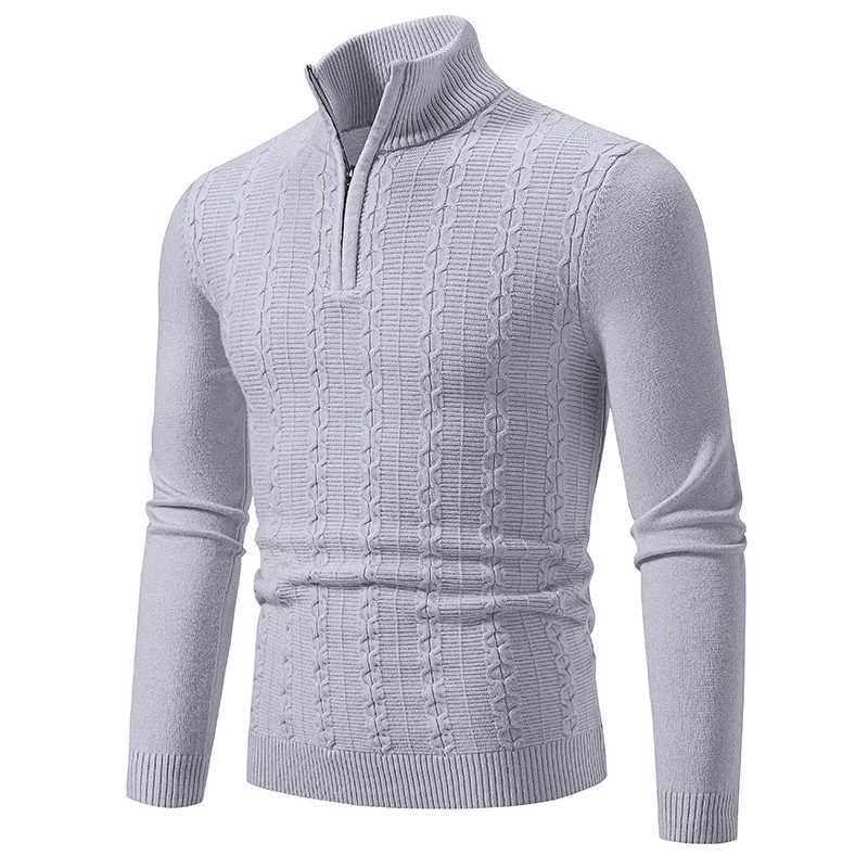 Mens Fashion Turtle Neck Zipper Sweater Comfortable and Casual Embroidered Pattern Pullover Mens Sweater W2411111