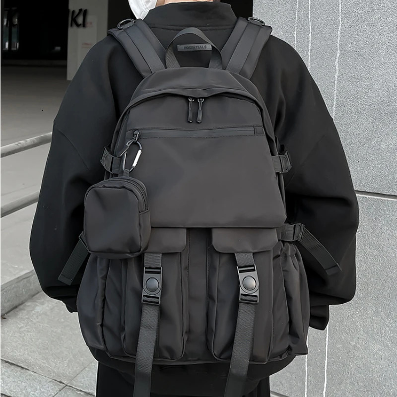 Street fashion trend Korean Rucksacks leisure travel high-capacity backpack Japanese solid full matching Y2k female student backpack 241111
