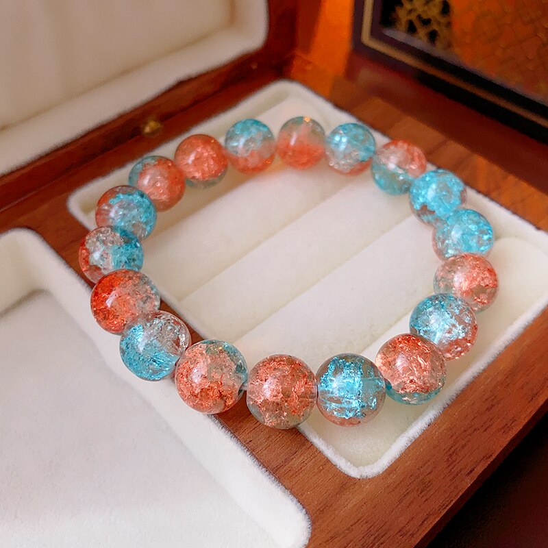 Glass Crystal Beads Strand Bracelets For Women Girls Multicolor Stone Beaded Charm Bracelet Handmade Wristband Jewelry Gifts 0415c 5 18086