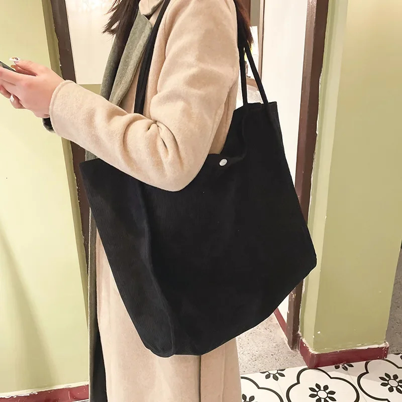 Large Corduroy Shoulder Womens Shopping Bag Cotton Fabric Fashion Canvas Handbag Shopping Bag Womens Handbag Travel Bag 241111