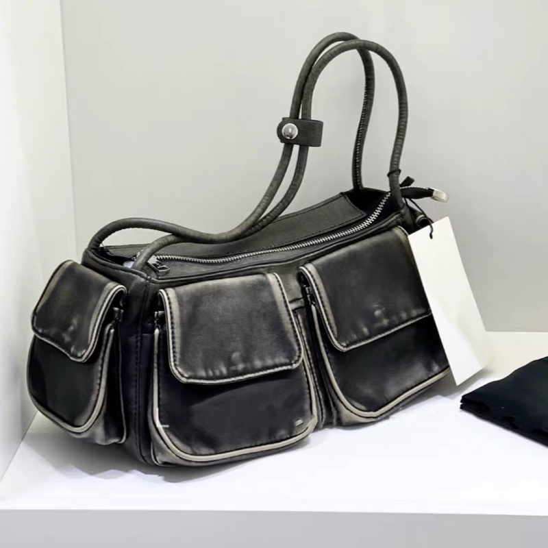 Moto & Biker Y2k Bags For Women Designer Handbags Purses 2023 New In Vintage PU Leather Multiple Pockets Square Shoulder