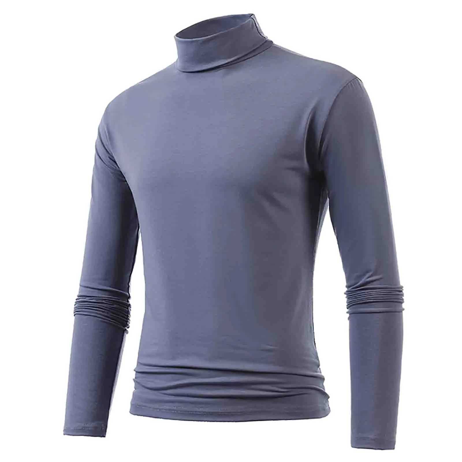 Long sleeved solid color basic top casual mens hot underwear ultra-thin turtle neck top T-shirt strapless mens clothing W2411111