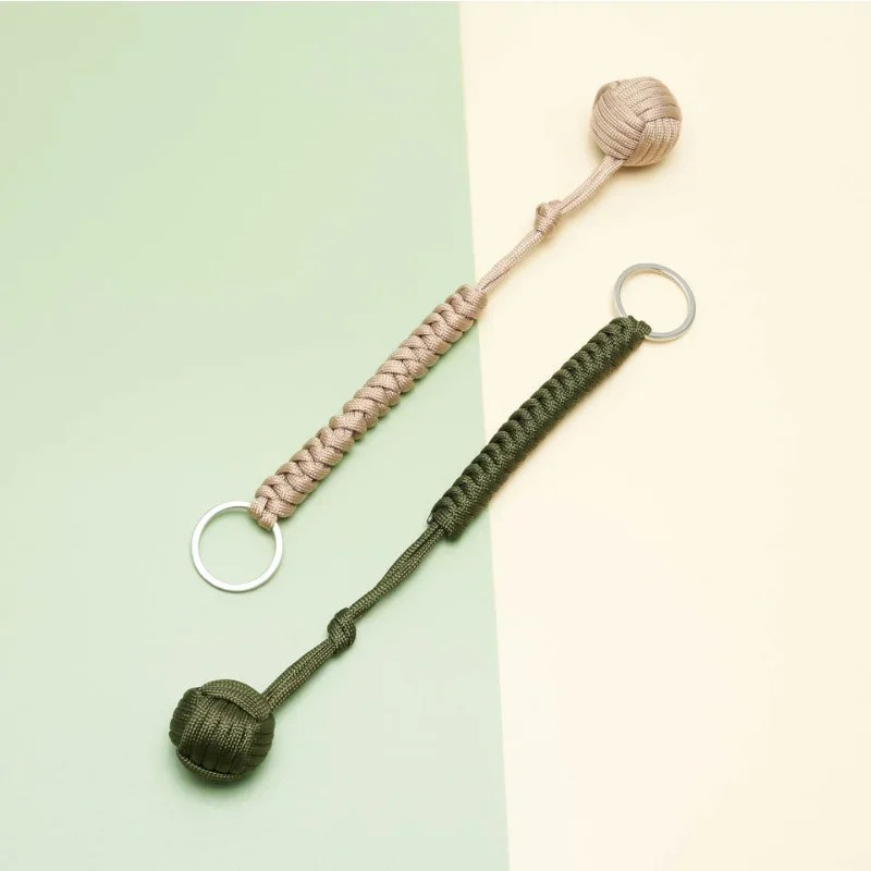 2024 Outdoor Security Protection Black Monkey Fist Steel Ball For Girl Bearing Self Defense Lanyard Survival Key Chain Broken Windows for