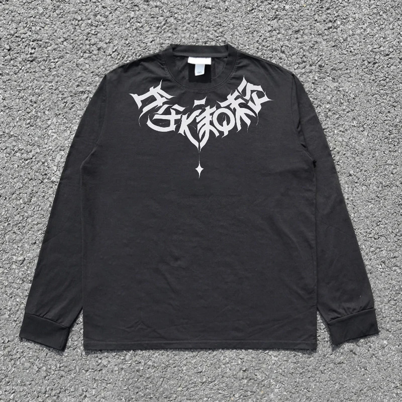 Mens Chicano Hip Hop Graphic Printed Skateboard Long Sleeve 100 Cotton T-shirt Y2K Street Clothing Spring/Summer Collection 241112