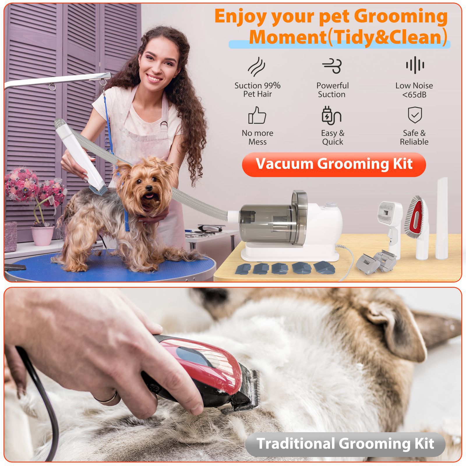 2024 Portable Pet Grooming Vacuum Cleaner Kit Machine Pet Dryer And Vacuum Pet Trimmer