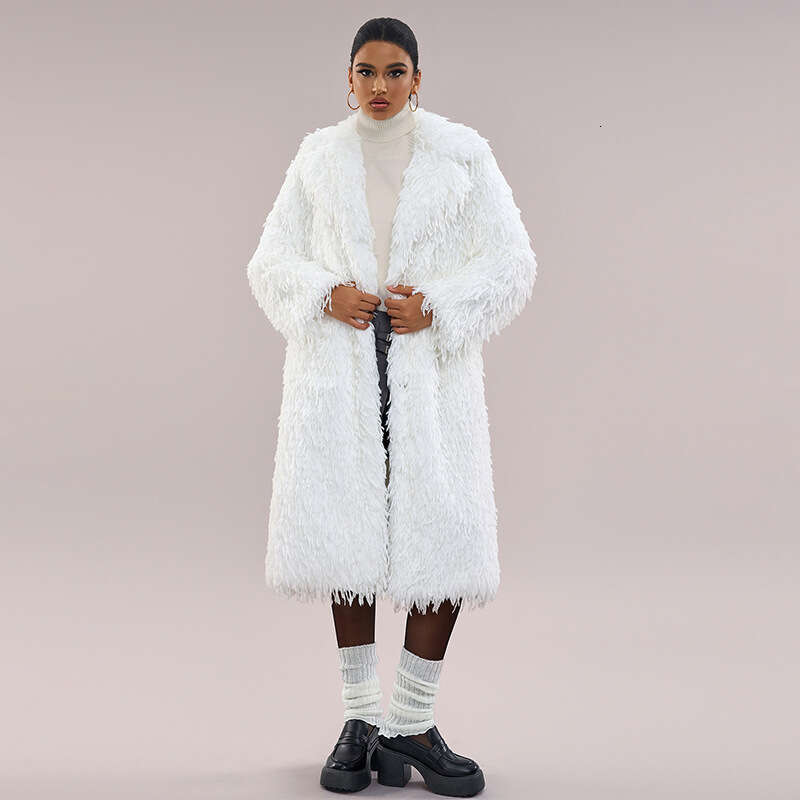 shanshi fur coat women White imitation ostrich grass long fur coat fashionable and trendy women's coat