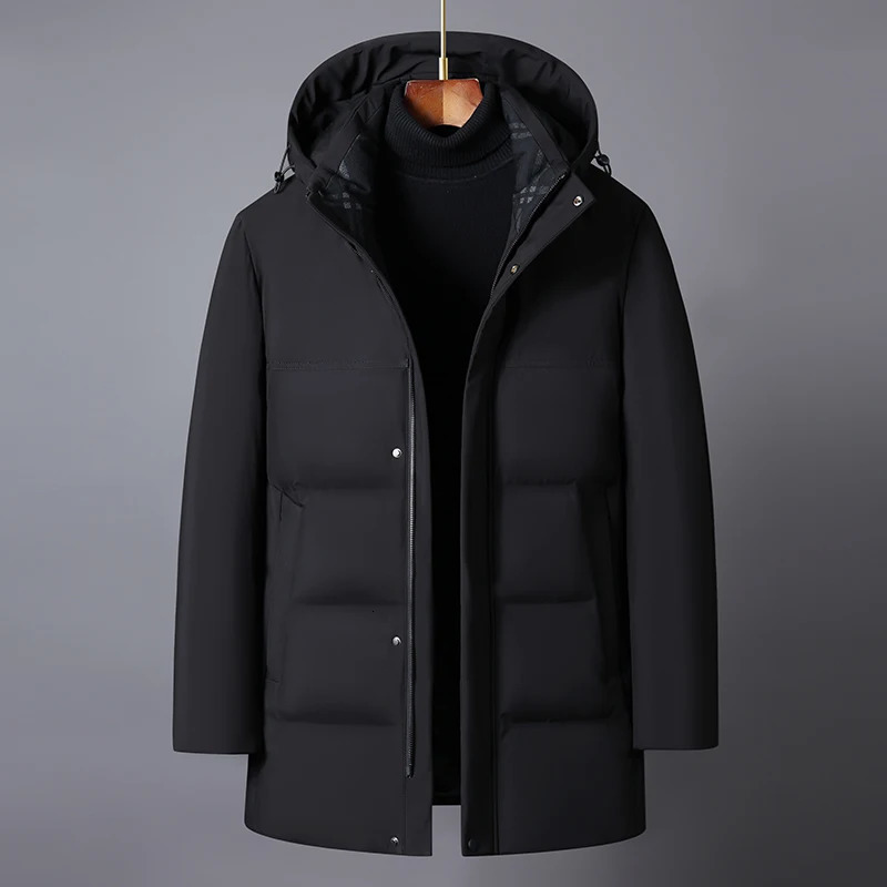 Winter Down Jackets for Men Casual Middle Aged Mens Puffer Coats Winter Thick Warm Plus Size Feather Parkas 241111