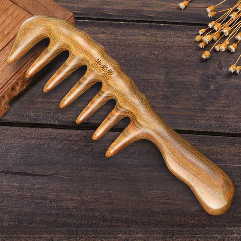 Used for curling wide tooth sandalwood hair comb anti-static natural wood for chamfering used for womens massage brush W241112