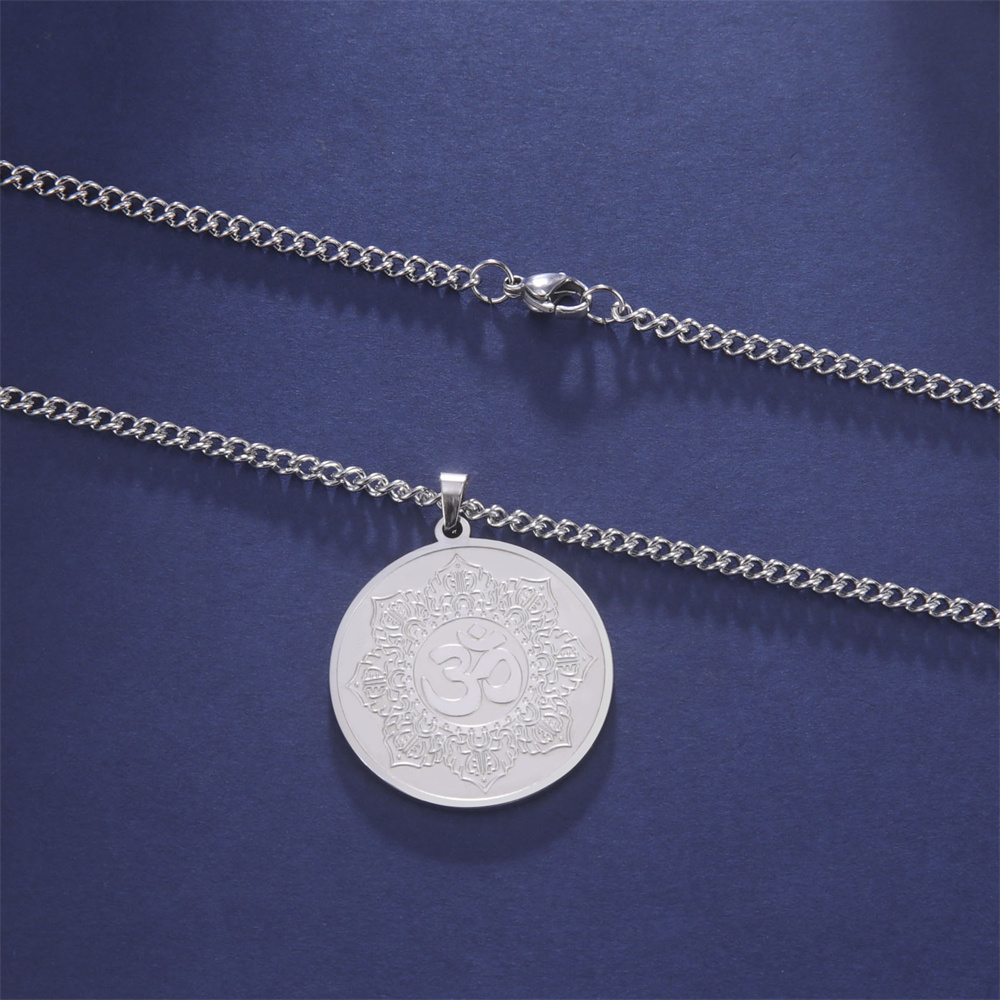Jeshayuan Yoga Om Symbol Pendant Yoga Hindu Spiritual Amulet Jewelry Sanskrit Symbol Om Aum Ohm Lotus Yoga Pendant Necklace