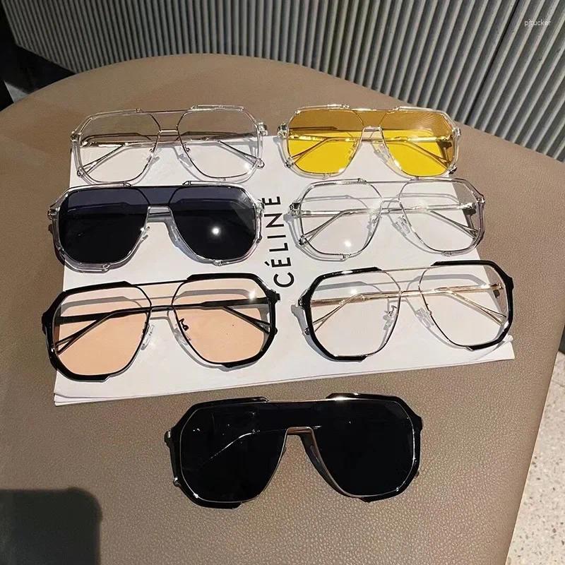 Sunglasses Oversized Women 2024 Unique One Piece Fashion For Men UV400 Punk Glasses Trending Female Eyewear