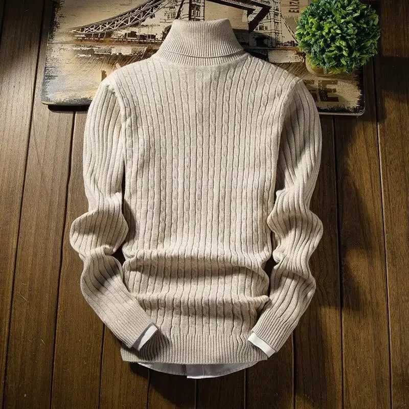 Winter high neck thick warm sweater mens Turtleneck brand mens sweater ultra-thin fit pull-out mens knitted mens double neck 3XL W2411111