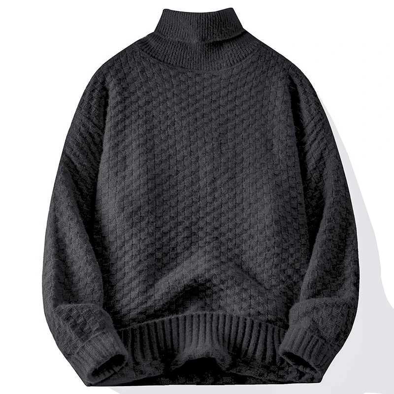 Turtleneck casual knitted sweater long sleeved jacket fashionable top zipper knitted shirt autumn mens clothing W2411111