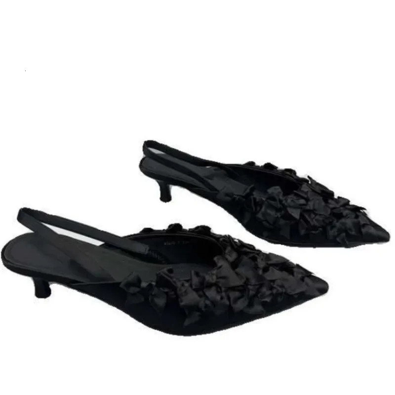 Womens Shoes 2024 Closed Toe Womens Sandals Fashion Bow Dress Sandals Womens Selling Pointed Toe High Heel Sandals 241111