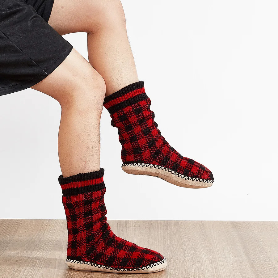 Mens slippers For Home Thicken Warm Floor Slippers Socks Non-Slip Indoor Fashion Plush Slippers Socks House Shoes Male 241112