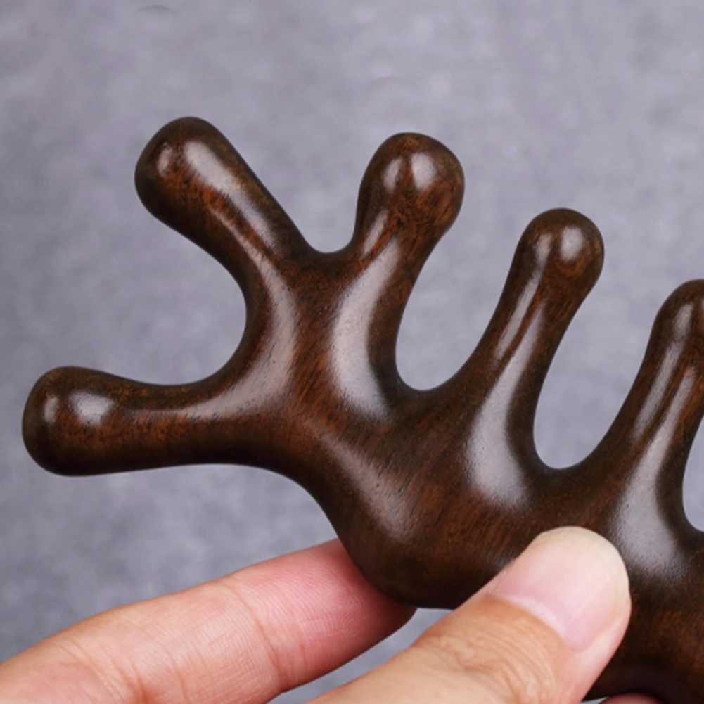 Sandalwood massage comb with wide teeth multifunctional scalp meridian treatment hair brush anti-static hair styling accessories W241112