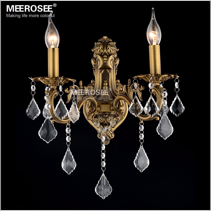 Modern Crystal Wall Light 1/2/3/ Arms Bronze Color Zinc Alloy Crystals Sconces Lamps Lustres Wall Brackets Home Lighting for Bedroom Living Room Dinin