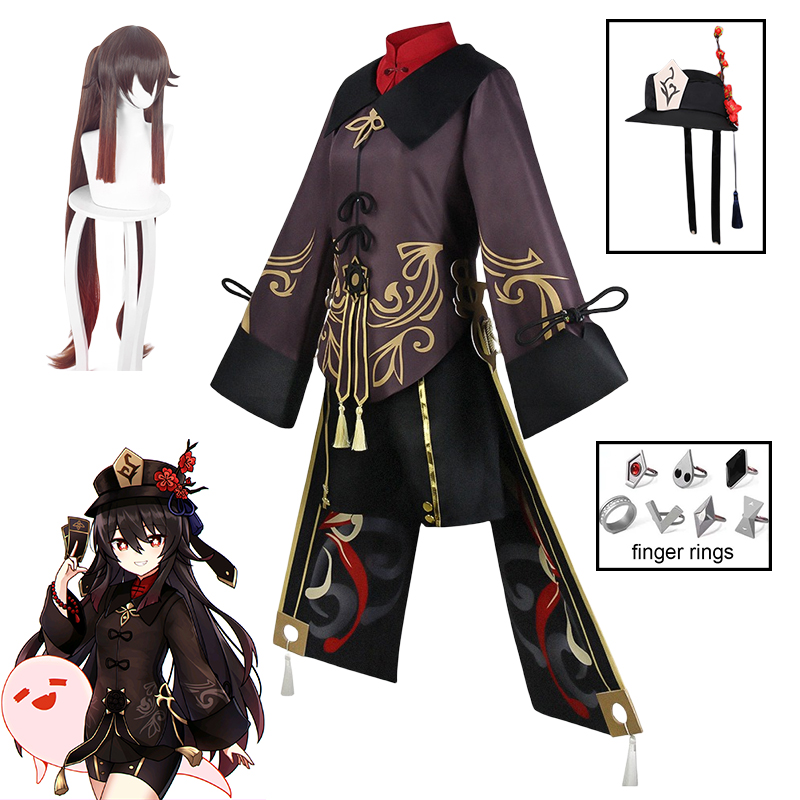 Hutao Cosplay Game Genshin Impact Cosplay Costume Hu Tao Chinese Style Uniform Wig Set Halloween Costume Clothing for Women ff68e